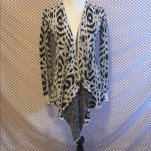 Asymmetrical Animal Print Cardigan